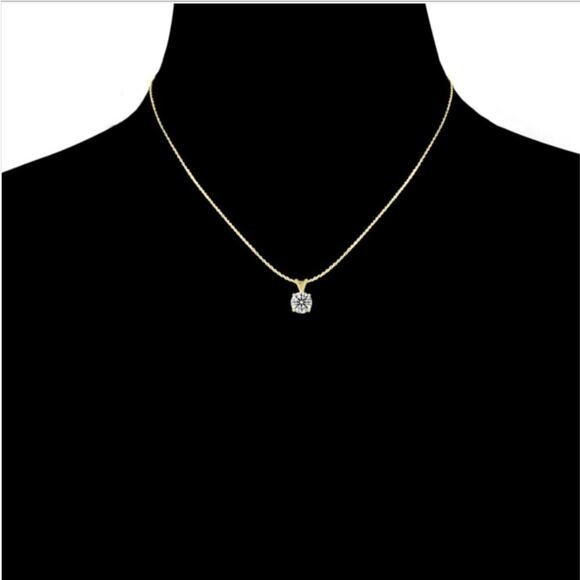 1ct Lab Grown Diamond Necklace | G VS Round Brilliant | 14K  Gold - Picture 6 of 6